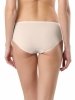 Beżowe majtki typu bikini marki Conte Basic Collection, widok od tyłu na modelce. Mają klasyczny krój ze średnim stanem, który zapewnia komfort i pełne przyleganie do ciała. Gładki materiał z wysoką zawartością bawełny zapewnia oddychalność.
